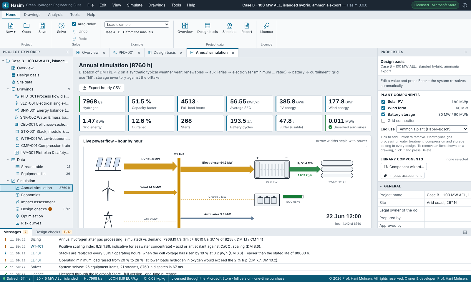 Annual simulation with power flow